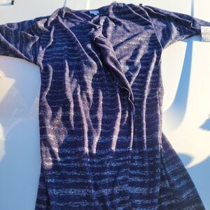 LuLaRoe Shirley Women's Kimono Size Small Solid Dark Blue/Horizontal Stripes NWT